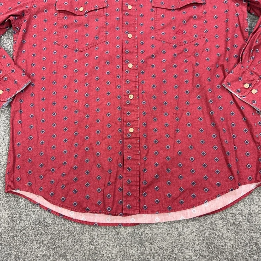 Roper Shirt Mens Large Red Geometric Long Sleeve Button Up Pockets Western